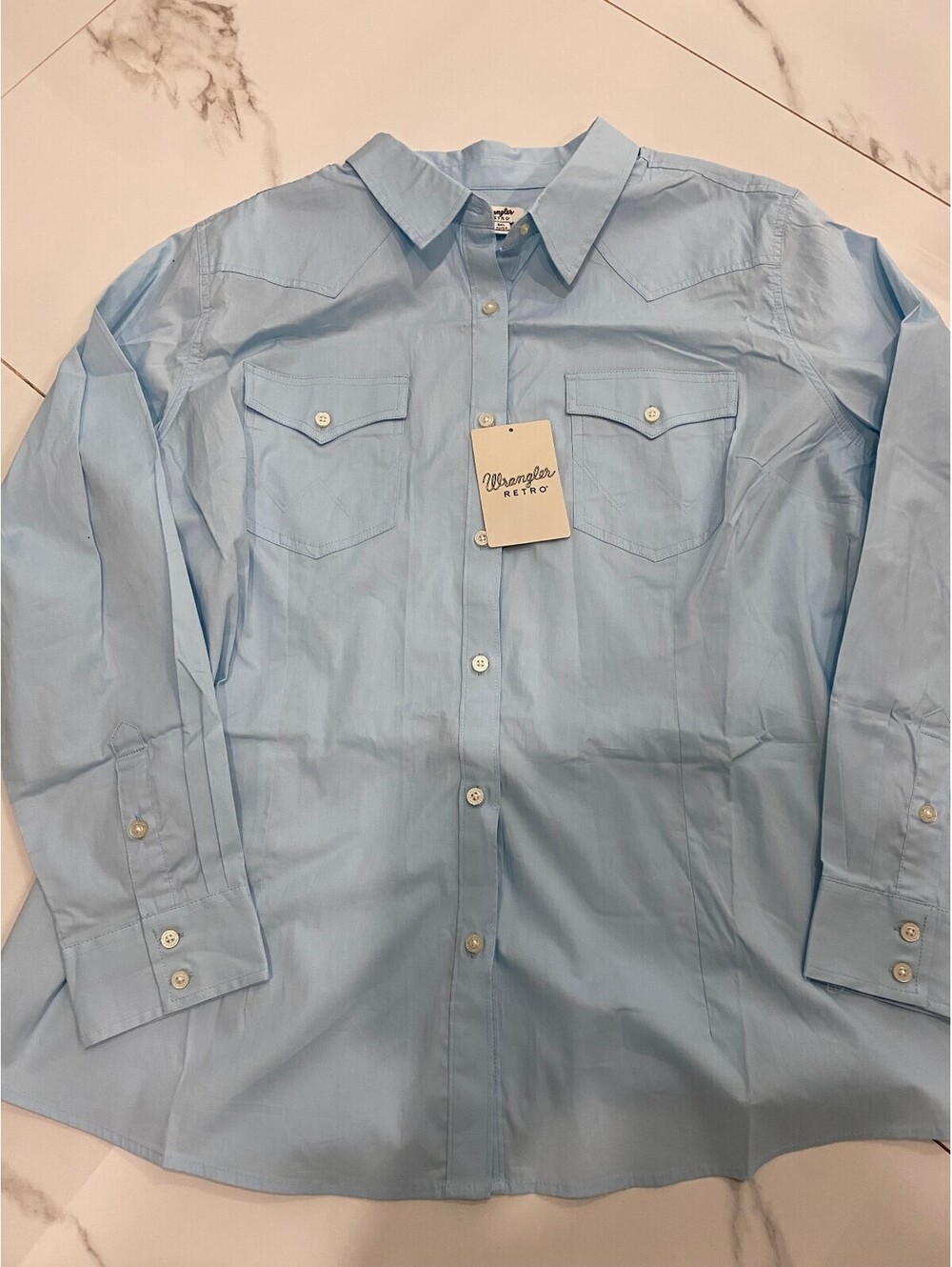NWT Wrangler Retro Light Blue Western Style Button-Up Shirt 3XL